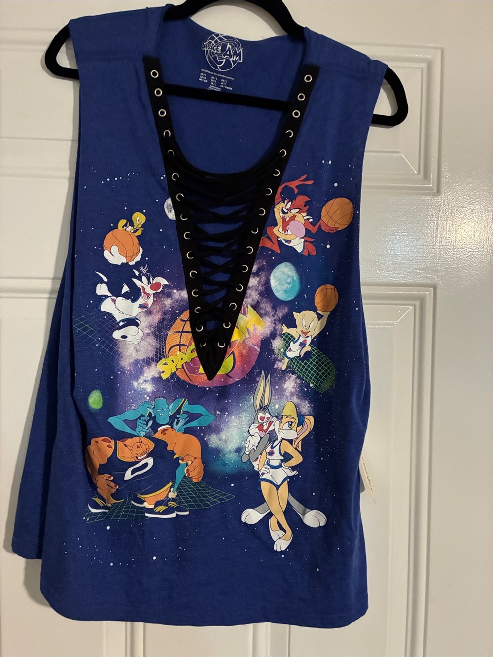 Forever 21 Royal Blue Looney Tunes Lace-Up Graphic Tank